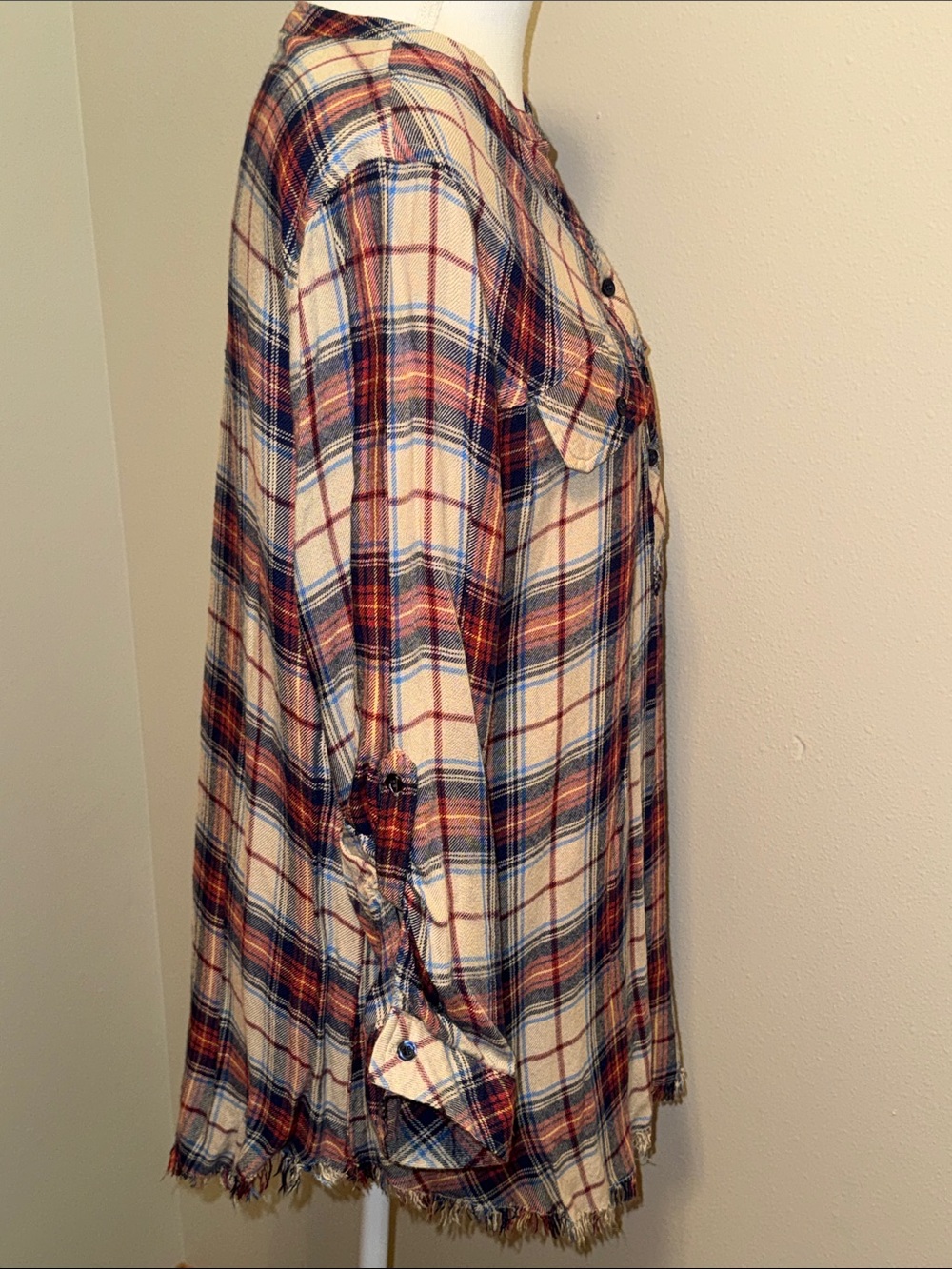New Women’s Plaid Knit Long Sleeve Tunic Top - Large - Picture 5 of 8